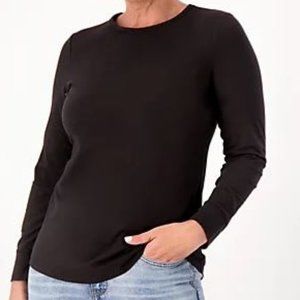 NWT Denim & Co. Essentials Perfect Jersey Curved Hem Top